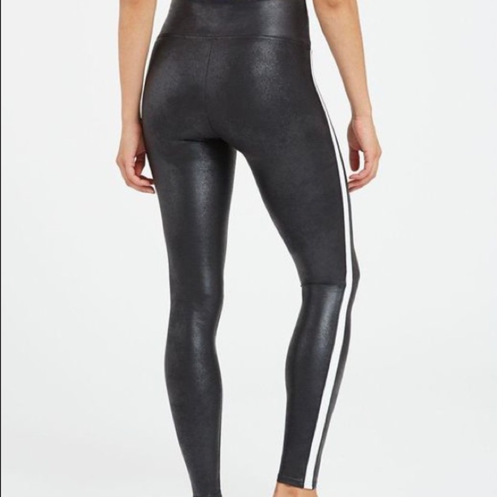 SPANX faux leather legging with stripe